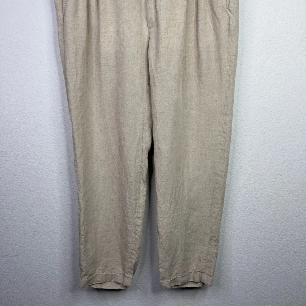 J.‎ Hilburn Pants Mens 38x32 Beige Linen Cuffed Trouser Vacation Minimalist